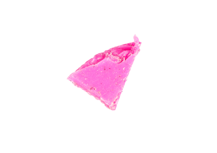 microplastic bit in pink