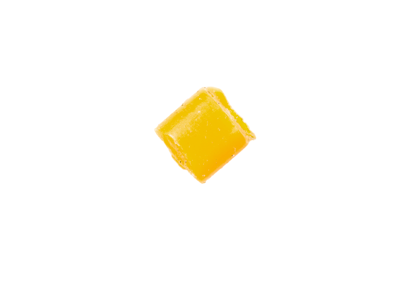 microplastic bit in yellow